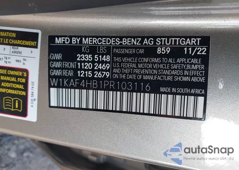 2023 Mercedes-Benz C 300 4Matic z USA, uszkodzony, nr VIN W1KAF4HB1PR103116